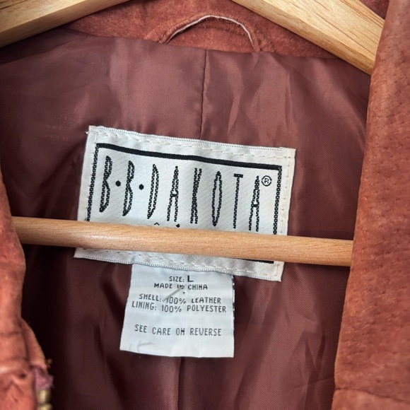 Vintage Genuine Suede Leather Belted Coat Western Cowboy Rodeo Biker Grunge Boho - Picture 8 of 11